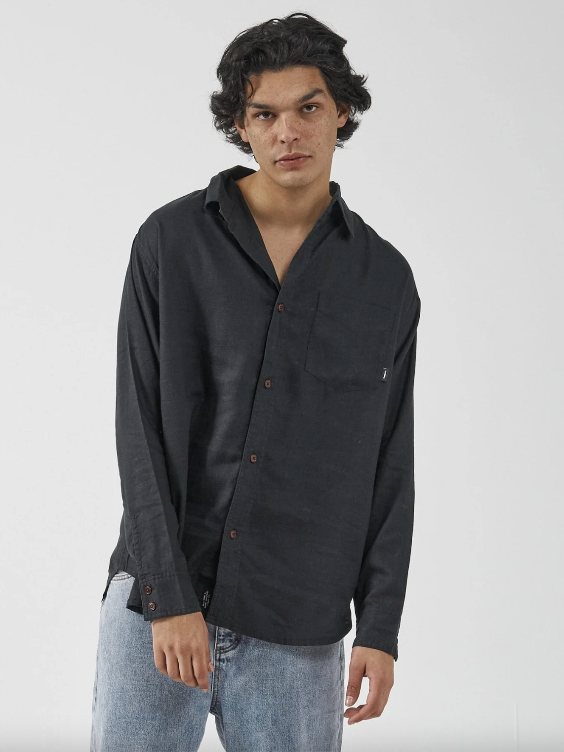 Thrills Hemp Minimal Thrills Oversize Long Sleeve Shirt - Black