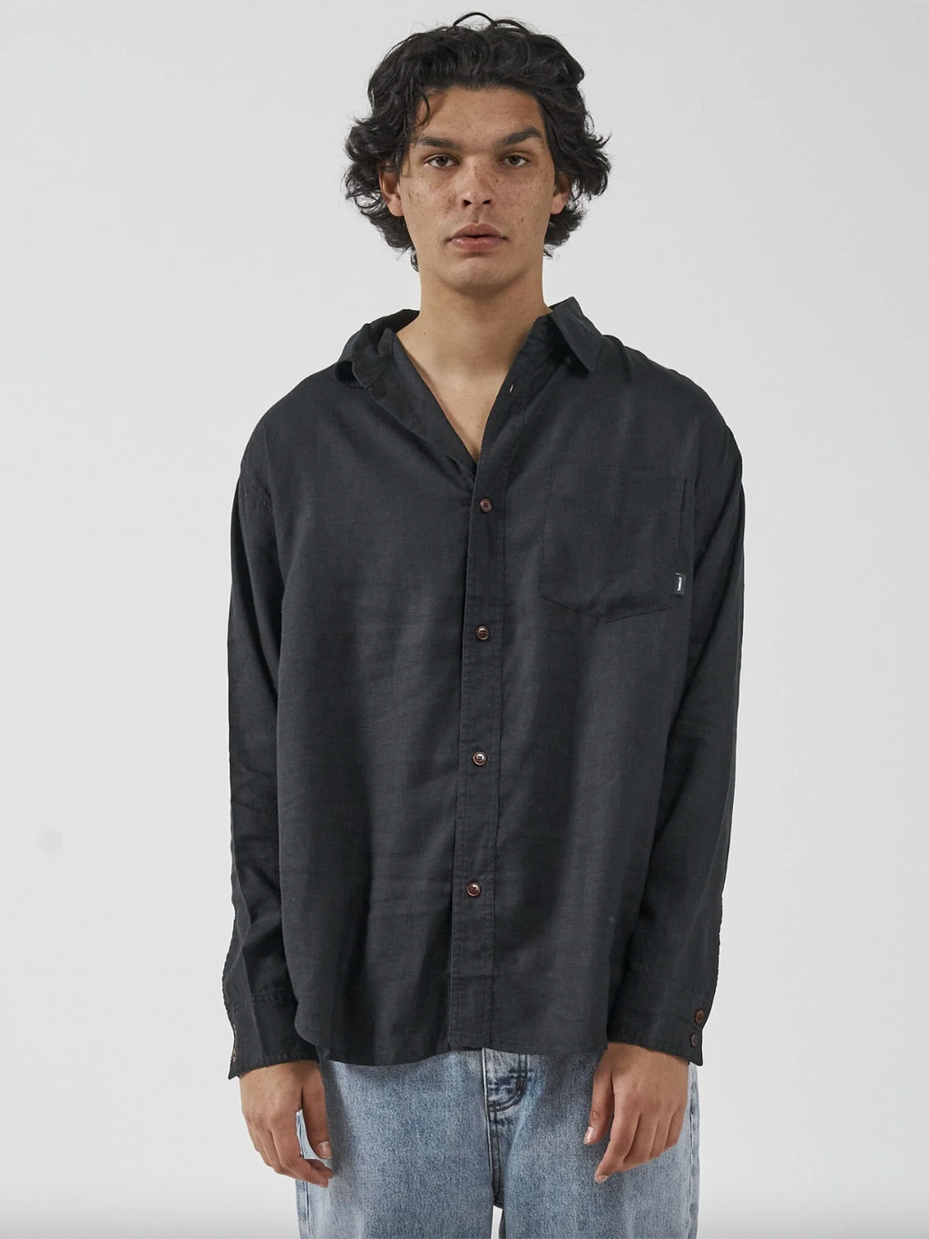 Thrills Hemp Minimal Thrills Oversize Long Sleeve Shirt - Black