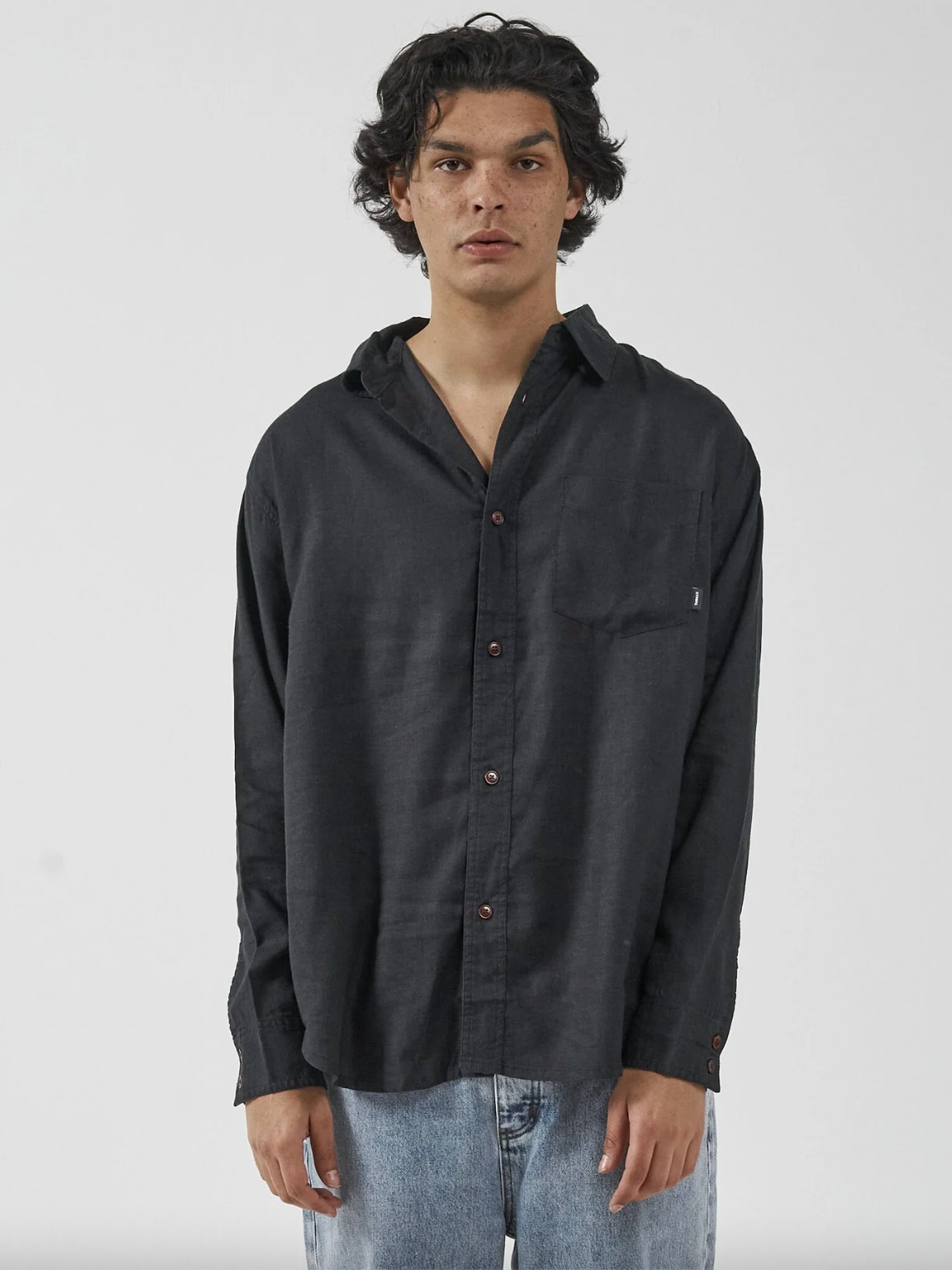 Thrills Hemp Minimal Thrills Oversize Long Sleeve Shirt - Black
